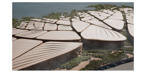 Kalbod工作室公布沙特NEOM机场城概念设计，伸向海洋的建筑群